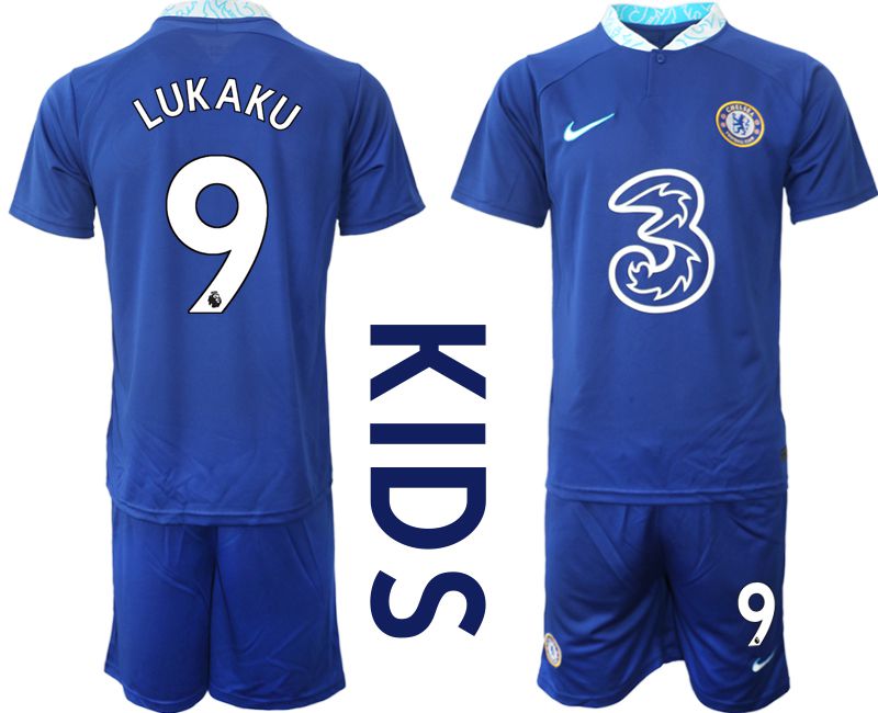 Youth 2022-2023 Club Chelsea FC home blue 9 Soccer Jersey